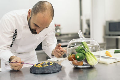 Chef working in restaurant