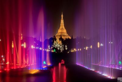 Low angle view of temple at night