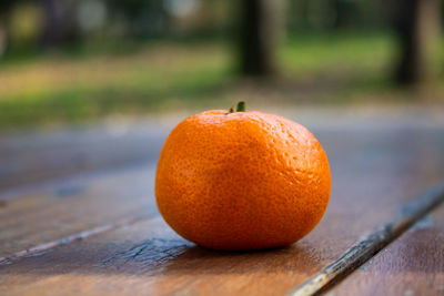 Close-up of orange on table