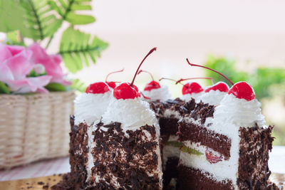 Close-up of cake on table