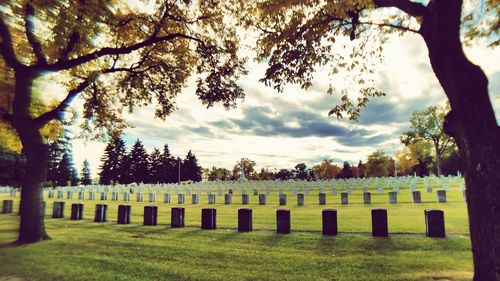 View of cemetery against sky