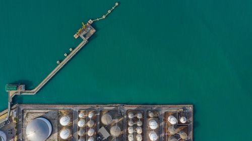 Aerial view of oil and gas industry by sea