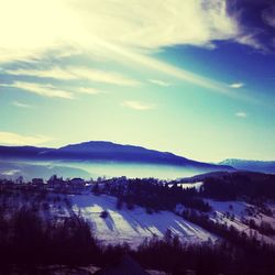 Scenic view of mountains against sky