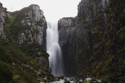 Low angle view of waterfall in forest