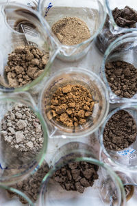 High angle view of ice cream in jar