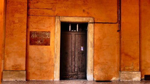 Closed door of building