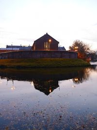 Reflection of buildings in water