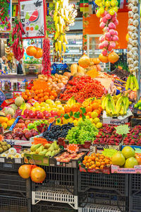 Various fruits for sale at market stall