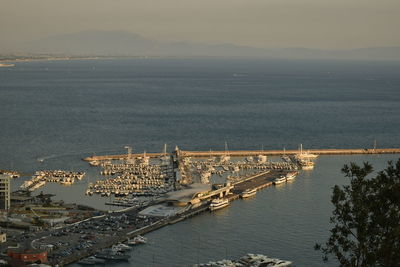 High angle view of city at waterfront