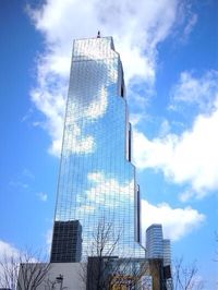 Low angle view of modern building against sky