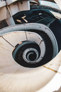 High angle view of spiral staircase