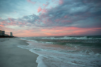 Scenic view of sea against sky during sunset