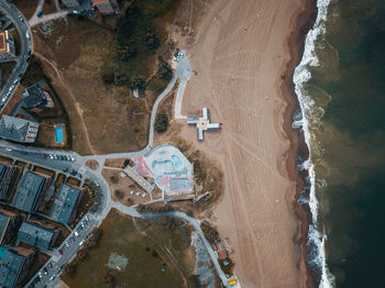 High angle view of skate park next to the beach