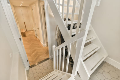 High angle view of spiral staircase