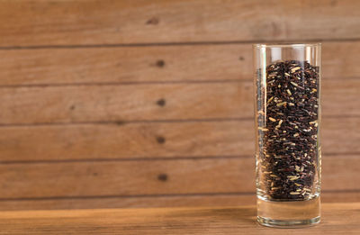 Close-up of food in glass on table