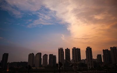 View of city at sunset