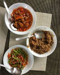 High angle view of meal served in plate