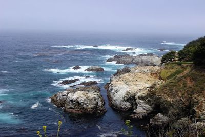 Scenic view of sea against clear sky