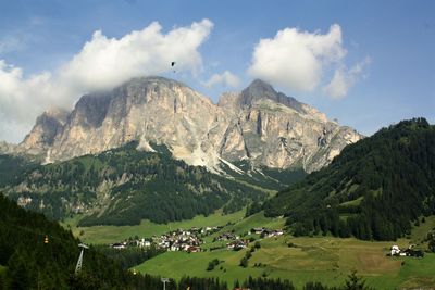 Panoramic view of landscape and mountains against sky