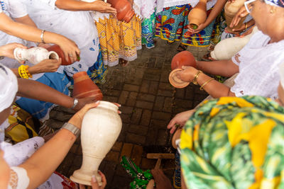 Candomble members worshiping at the religious house in bom jesus dos pobre district, saubara city.