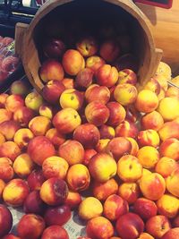 High angle view of apples in market