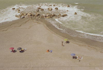 High angle view of people on beach