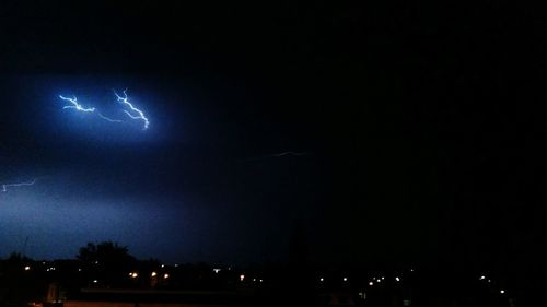 View of lightning in sky at night