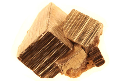 High angle view of chocolate cake against white background