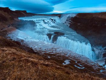 Scenic view of waterfall