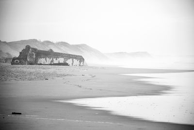 Scenic view of sea against clear sky