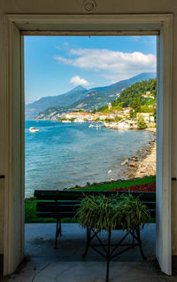Scenic view of sea seen through window