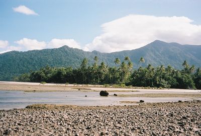 Scenic view of land against sky