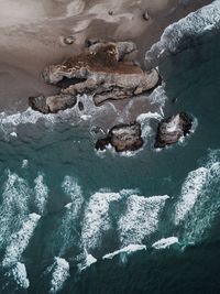 High angle view of frozen sea