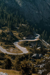 High angle view of mountain road