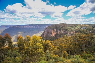 Scenic view of landscape against sky during autumn