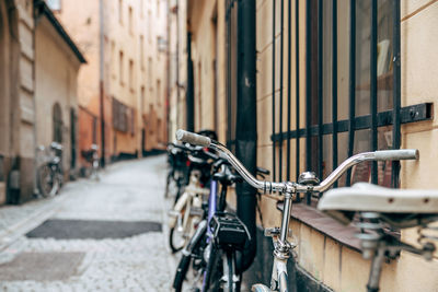 Bicycle parked in city