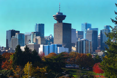 View of skyscrapers in city