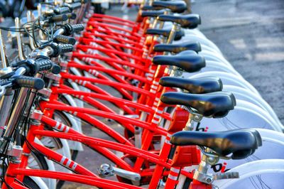 Bicycles parked in city