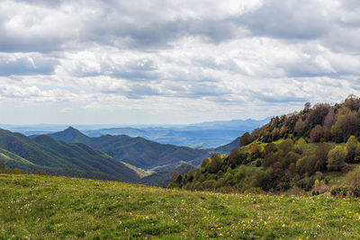 Scenic view of mountains against sky