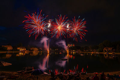 Celebration of independence day - fireworks over the lake