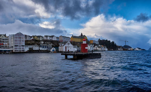 Ålesund lighthouse in winter, norway.