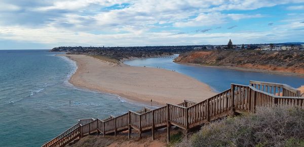 High angle view of beach against sky