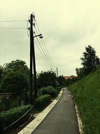 Country road against cloudy sky