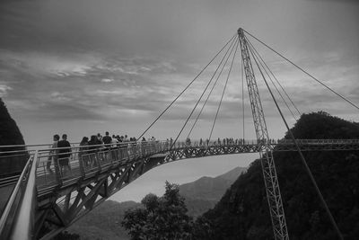 Suspension langkawi sky bridge against cloudy sky