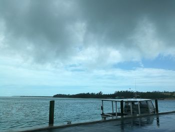 Bridge over sea against sky