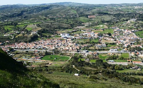 High angle view of townscape and buildings in town