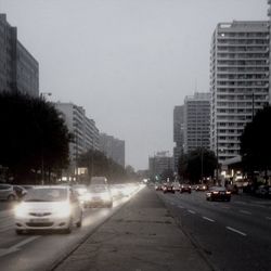 Traffic on road in city