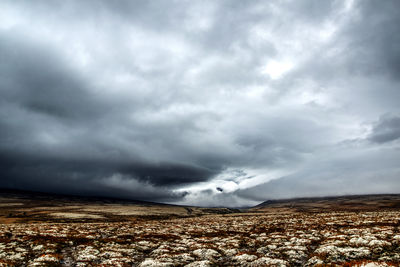 Scenic view of landscape against cloudy sky