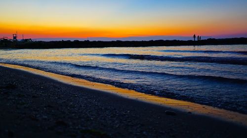 Surface level of landscape at sunset