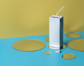 High angle view of equipment on table